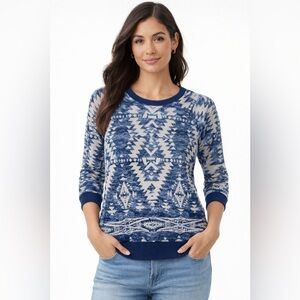 DENIM & SUPPLY Ralph Lauren Blue Southwestern Aztec Lightweight Sweatshirt S/M